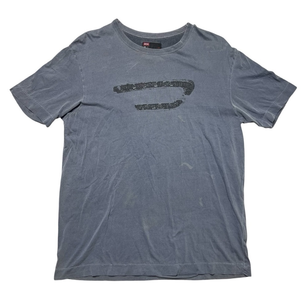 Diesel Embroidered Distressed Logo Tee Shirt Gray Men's Size Large 2010